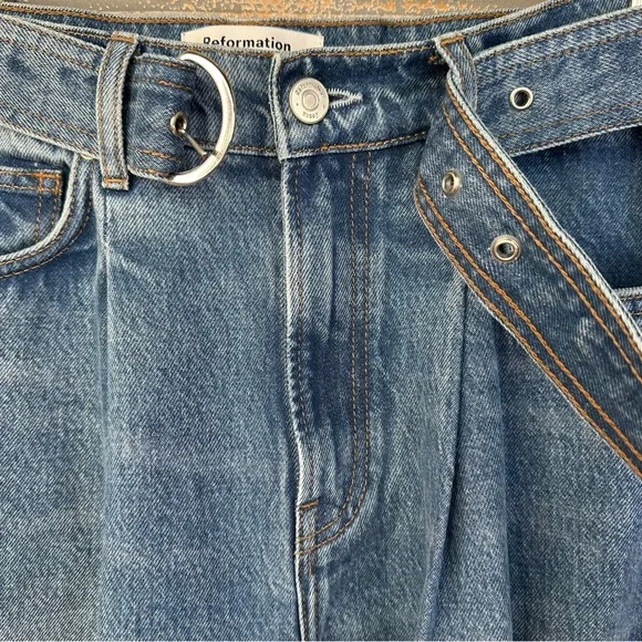 Reformation Dree Belted Baggy Wide Leg Jeans Sz 27 - Picture 5 of 15